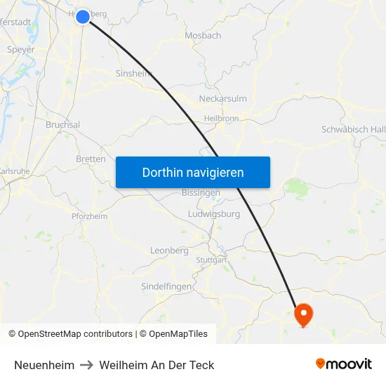 Neuenheim to Weilheim An Der Teck map