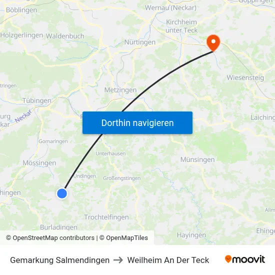 Gemarkung Salmendingen to Weilheim An Der Teck map