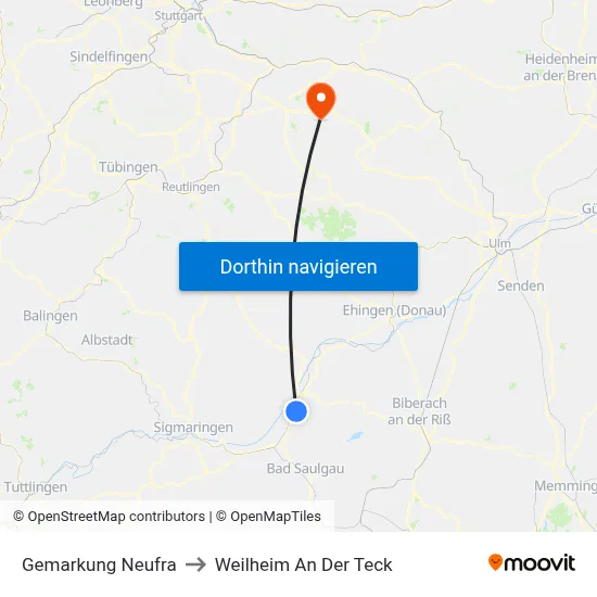 Gemarkung Neufra to Weilheim An Der Teck map