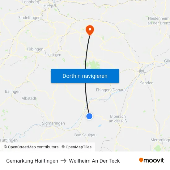 Gemarkung Hailtingen to Weilheim An Der Teck map