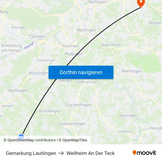 Gemarkung Lautlingen to Weilheim An Der Teck map