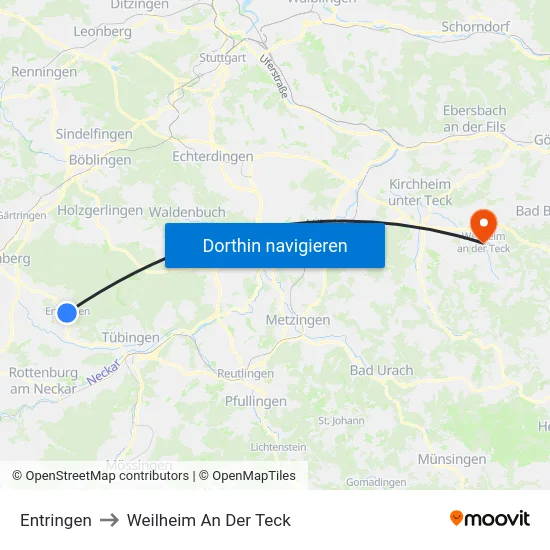 Entringen to Weilheim An Der Teck map