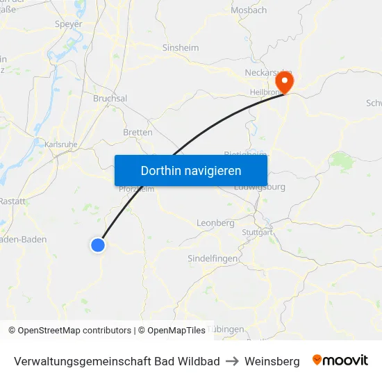 Verwaltungsgemeinschaft Bad Wildbad to Weinsberg map