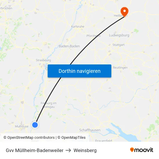Gvv Müllheim-Badenweiler to Weinsberg map