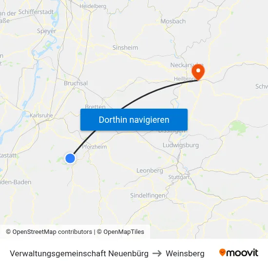 Verwaltungsgemeinschaft Neuenbürg to Weinsberg map