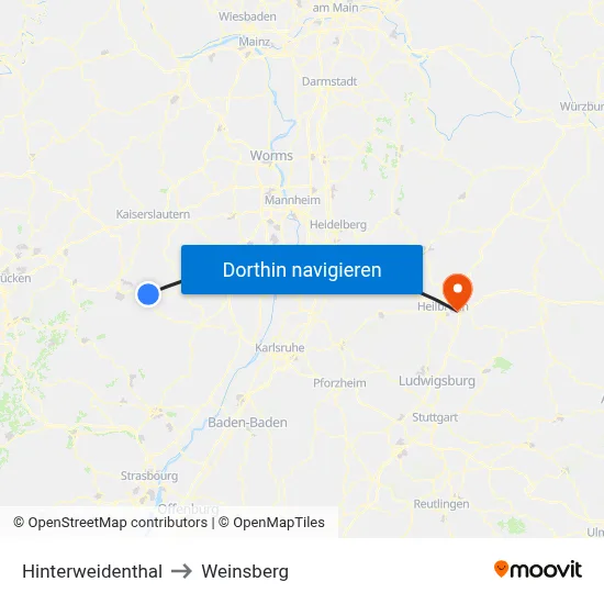 Hinterweidenthal to Weinsberg map