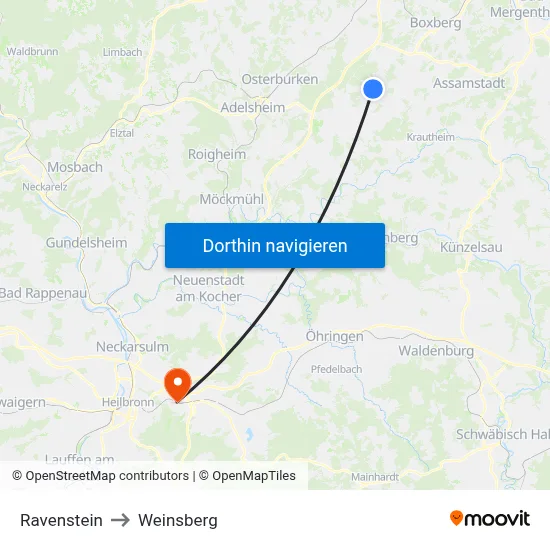 Ravenstein to Weinsberg map