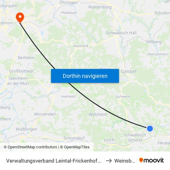 Verwaltungsverband Leintal-Frickenhofer Höhe to Weinsberg map