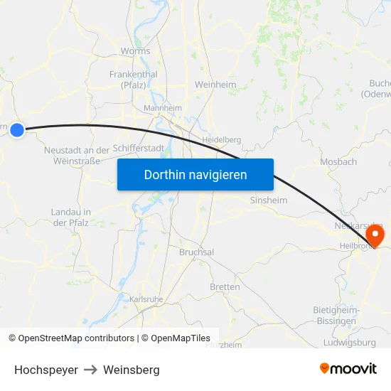 Hochspeyer to Weinsberg map