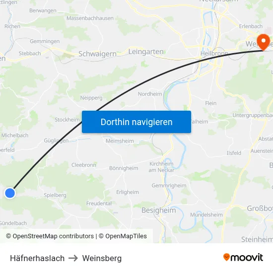 Häfnerhaslach to Weinsberg map