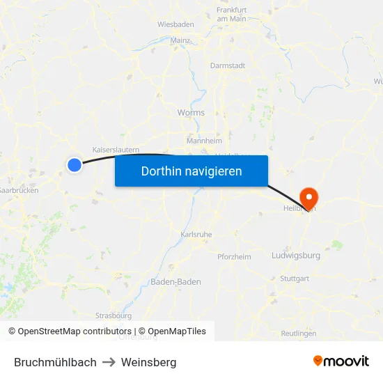 Bruchmühlbach to Weinsberg map