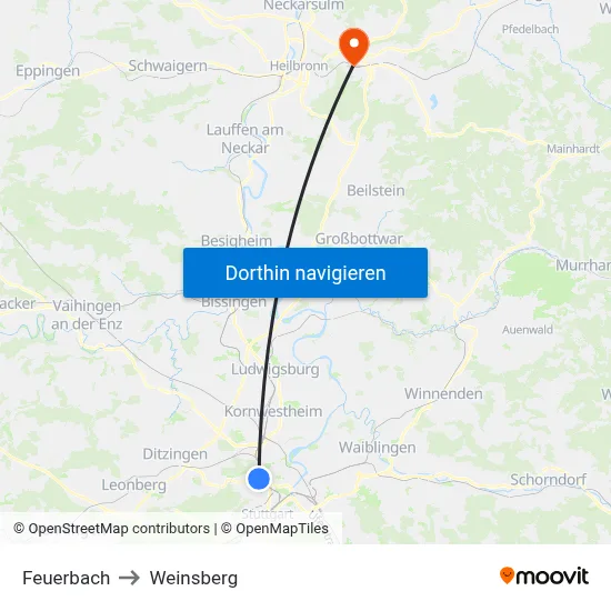 Feuerbach to Weinsberg map