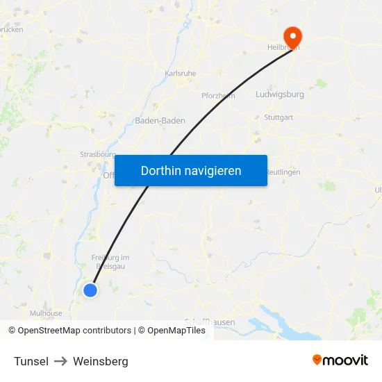 Tunsel to Weinsberg map
