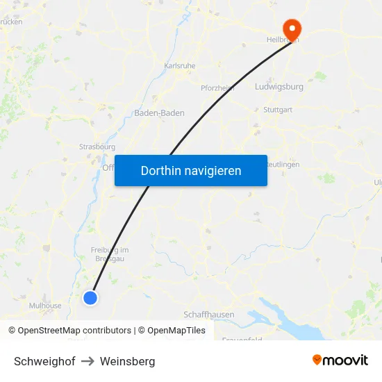 Schweighof to Weinsberg map