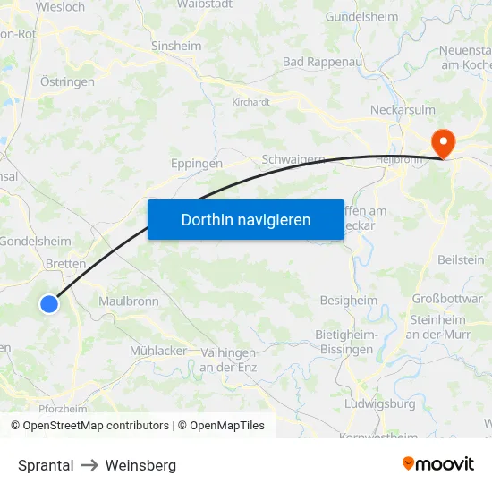 Sprantal to Weinsberg map