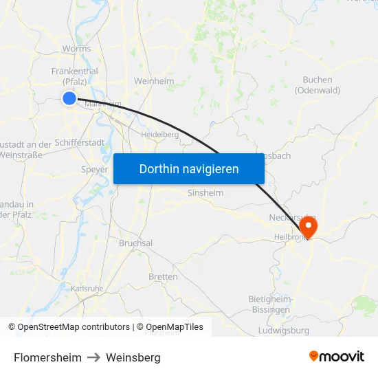 Flomersheim to Weinsberg map
