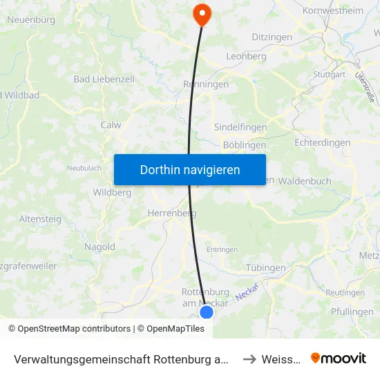 Verwaltungsgemeinschaft Rottenburg am Neckar to Weissach map