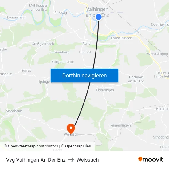 Vvg Vaihingen An Der Enz to Weissach map