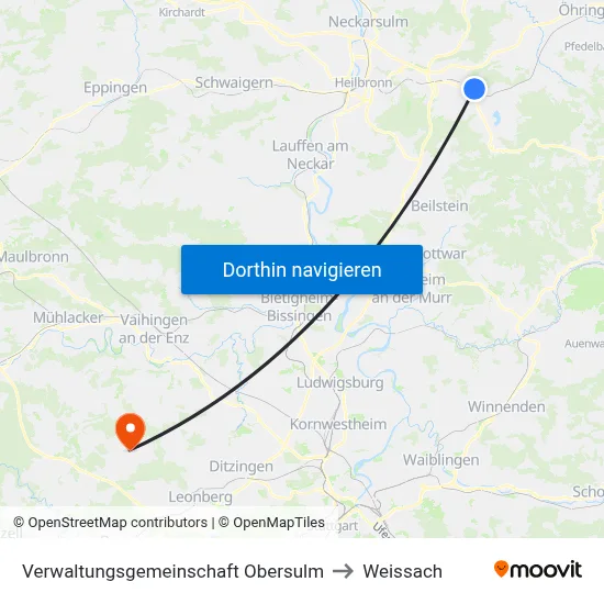 Verwaltungsgemeinschaft Obersulm to Weissach map