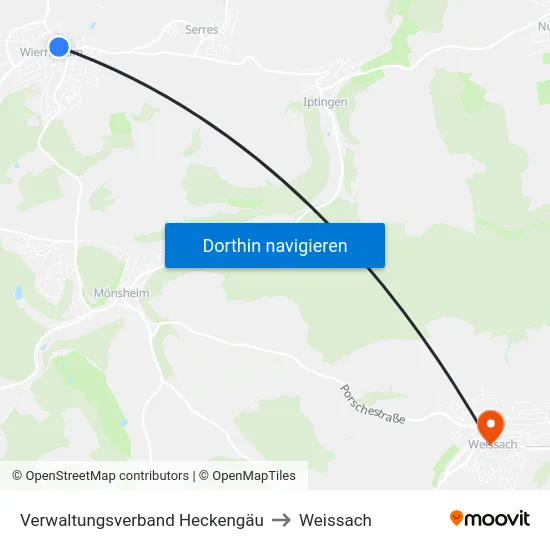Verwaltungsverband Heckengäu to Weissach map