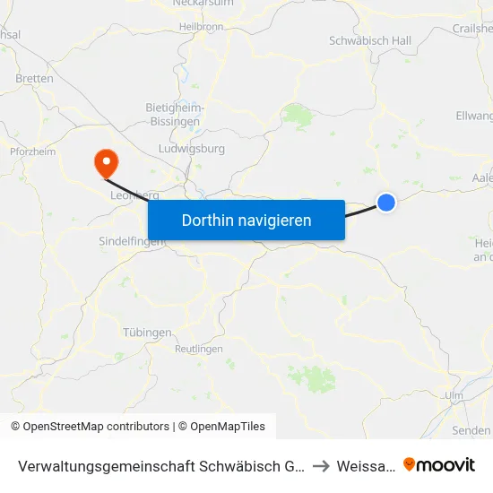 Verwaltungsgemeinschaft Schwäbisch Gmünd to Weissach map