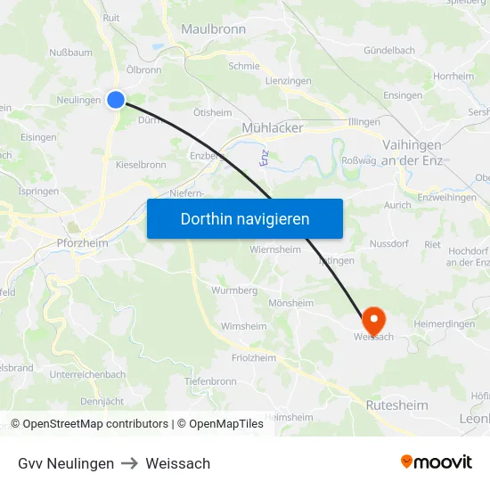 Gvv Neulingen to Weissach map
