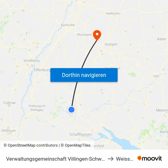 Verwaltungsgemeinschaft Villingen-Schwenningen to Weissach map
