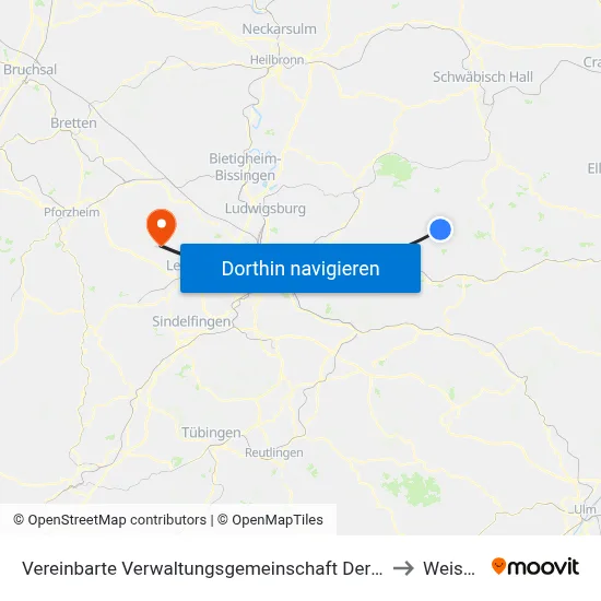 Vereinbarte Verwaltungsgemeinschaft Der Stadt Welzheim to Weissach map