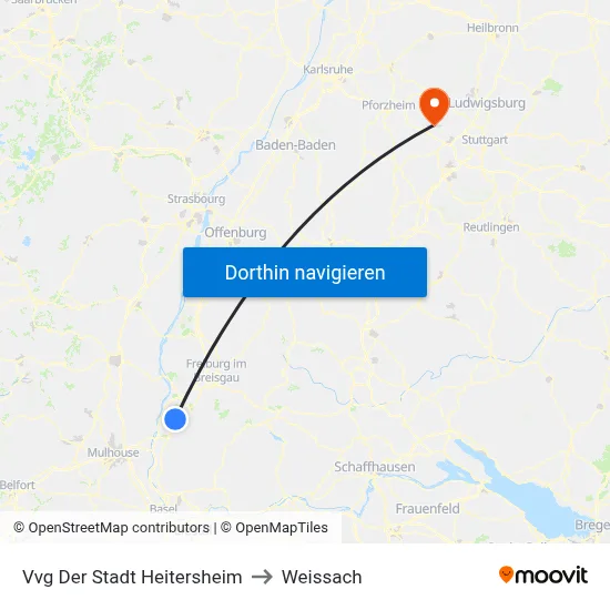 Vvg Der Stadt Heitersheim to Weissach map