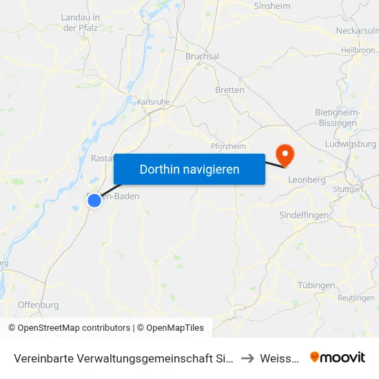 Vereinbarte Verwaltungsgemeinschaft Sinzheim to Weissach map