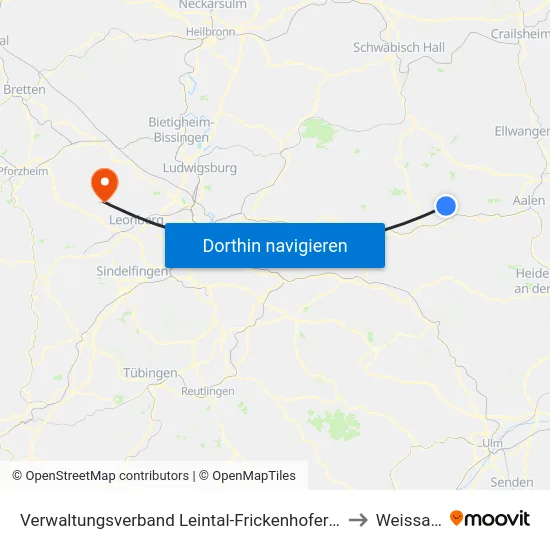 Verwaltungsverband Leintal-Frickenhofer Höhe to Weissach map