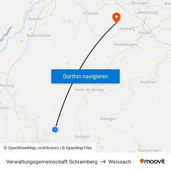 Verwaltungsgemeinschaft Schramberg to Weissach map