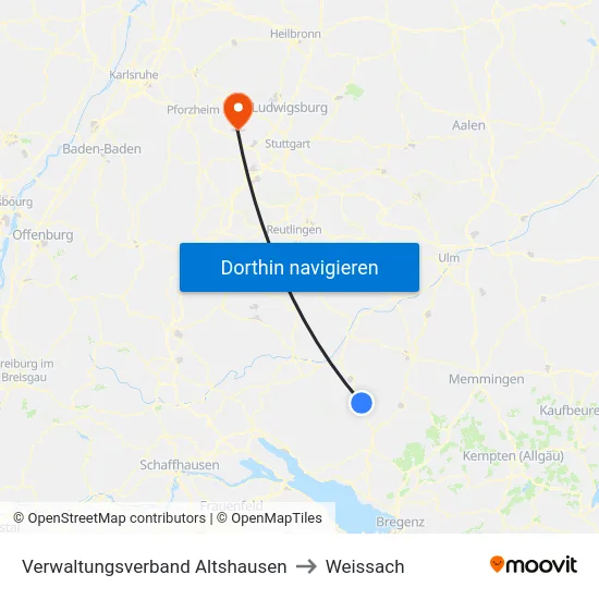 Verwaltungsverband Altshausen to Weissach map