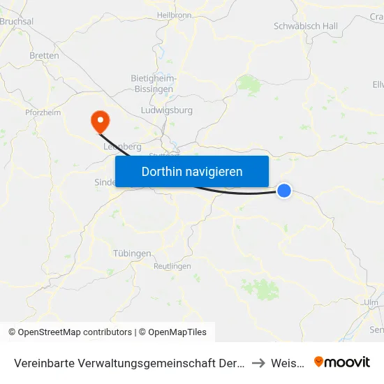 Vereinbarte Verwaltungsgemeinschaft Der Stadt Göppingen to Weissach map