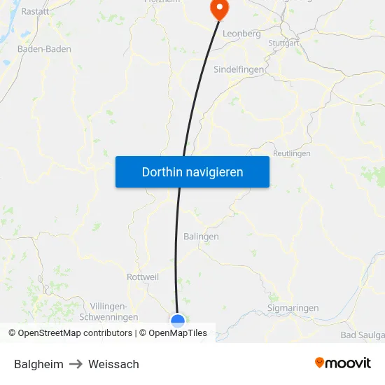 Balgheim to Weissach map