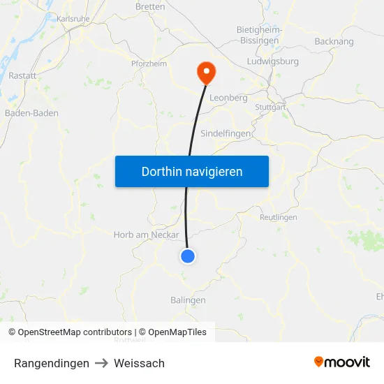 Rangendingen to Weissach map
