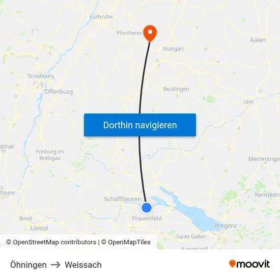 Öhningen to Weissach map