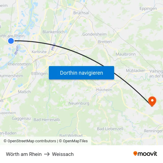 Wörth am Rhein to Weissach map