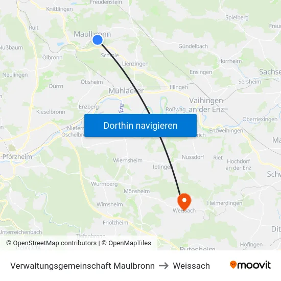 Verwaltungsgemeinschaft Maulbronn to Weissach map