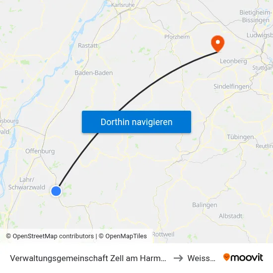 Verwaltungsgemeinschaft Zell am Harmersbach to Weissach map