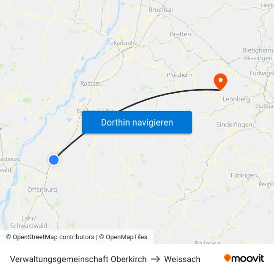 Verwaltungsgemeinschaft Oberkirch to Weissach map