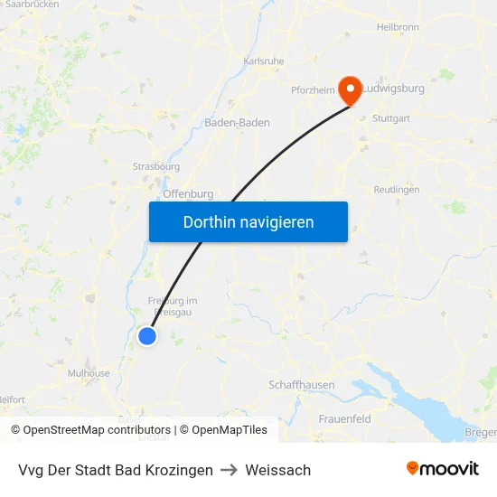 Vvg Der Stadt Bad Krozingen to Weissach map