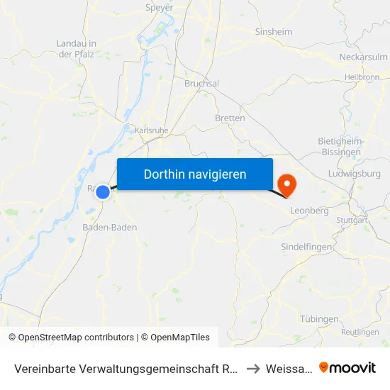 Vereinbarte Verwaltungsgemeinschaft Rastatt to Weissach map