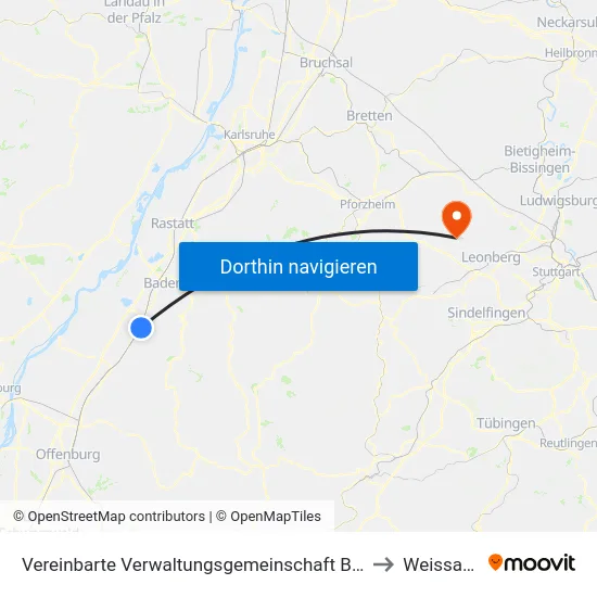 Vereinbarte Verwaltungsgemeinschaft Bühl to Weissach map