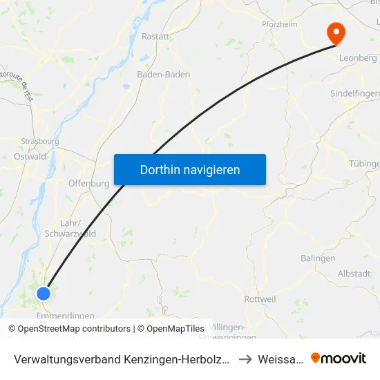 Verwaltungsverband Kenzingen-Herbolzheim to Weissach map