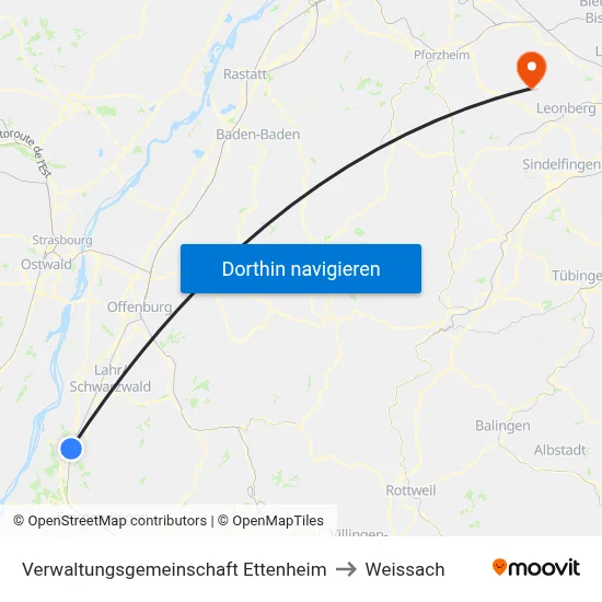Verwaltungsgemeinschaft Ettenheim to Weissach map