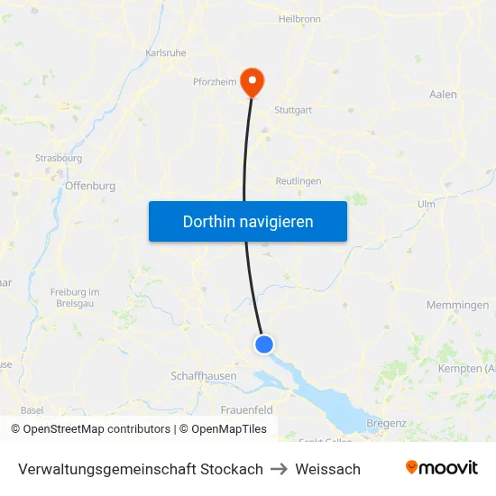 Verwaltungsgemeinschaft Stockach to Weissach map