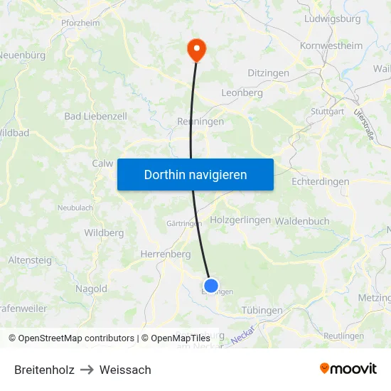 Breitenholz to Weissach map