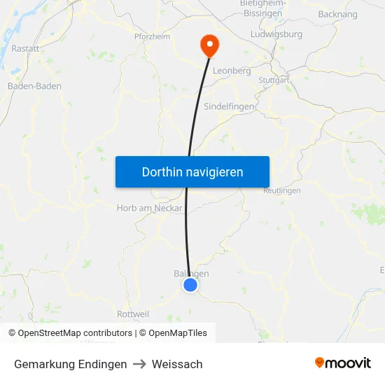 Gemarkung Endingen to Weissach map