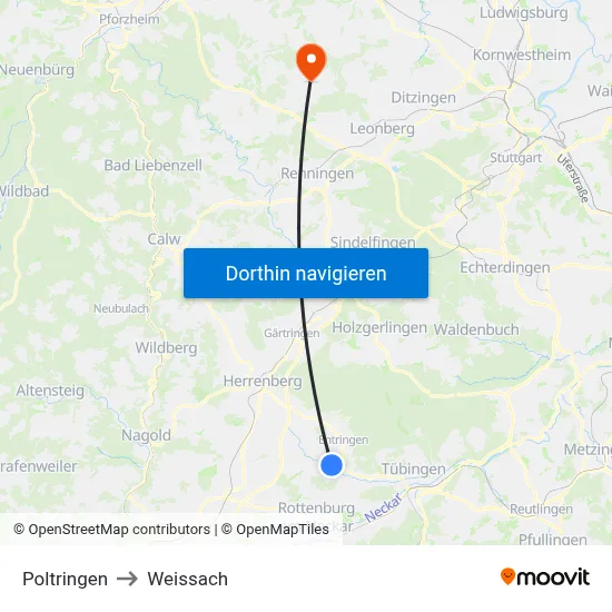 Poltringen to Weissach map